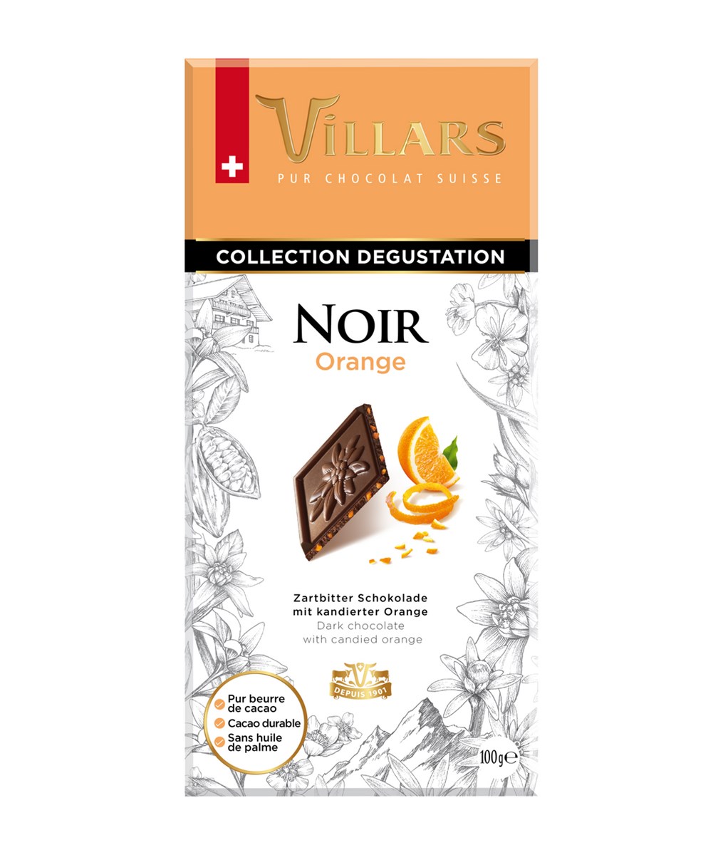 Шоколад темный Villars с цукатами из апельсиновых корочек, 100гр